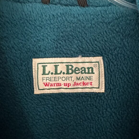VTG LL Bean Warm Up Jacket Mens L Freeport Maine Red Exterior Green Fleece Inter - Picture 2 of 7